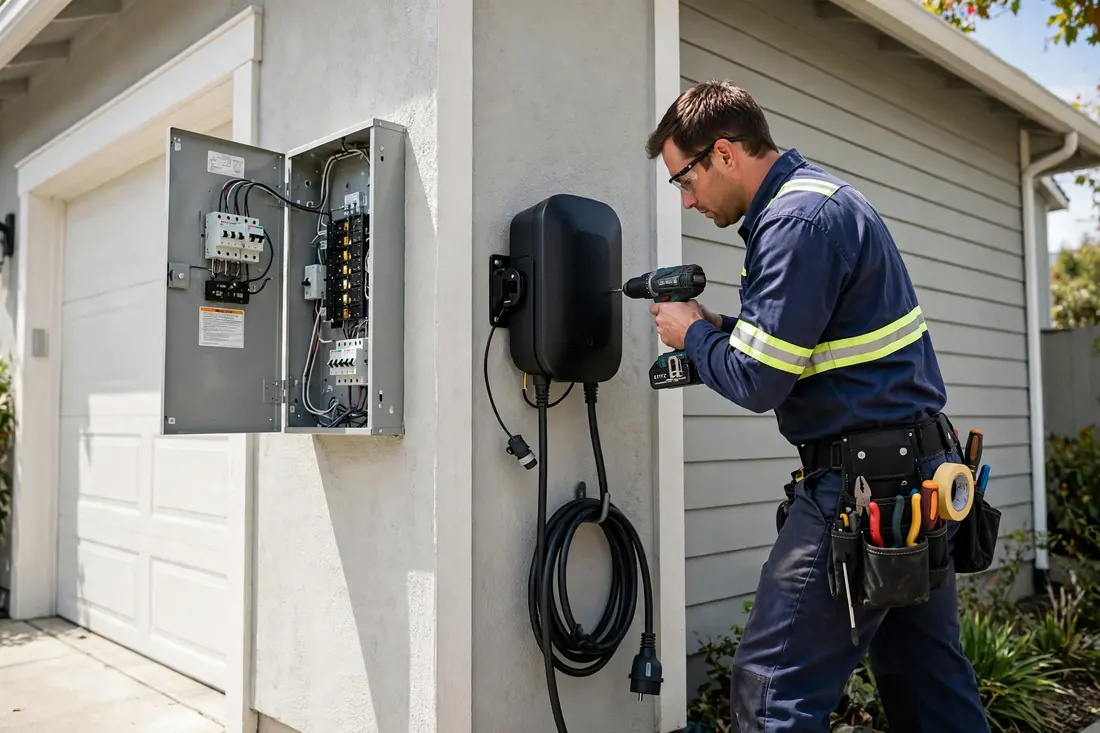 Home EV charger installation work by local licensed electricians